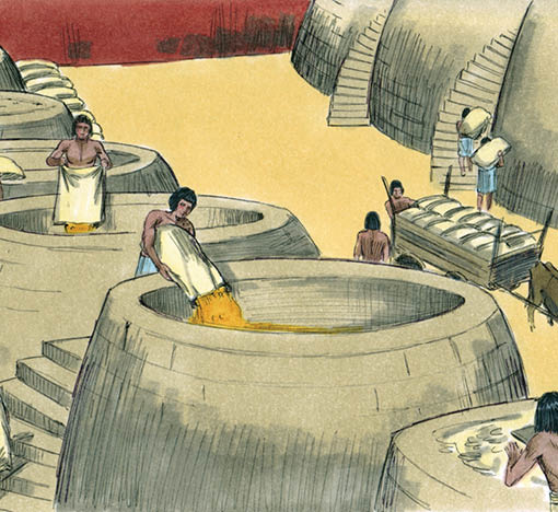  Joseph, son of Jacob, had eleven brothers  The brothers resented him for being Jacobaas favorite  Jacob had given Joseph a coat of many colors  That angered the brothers  Joseph had two dreams  In each he was lifted high above the brothers  That made them angry  They sold him into slavery and told their father he was dead  Joseph ended up in the house of Potiphar  He was successful and honored in that house until Potipharaas wife tried to persuade him to have an inappropriate relationship  He refused and she falsely accused him  Joseph landed in jail  He was there until Pharaoh had a dream and needed someone to interpret it  He called for Joseph  Joseph told him famine was coming to Egypt and what needed to be done to prepare  Again Joseph gained success and prominence in Egypt  His brothers came to buy grain  Joseph told them to return and bring back the youngest brother  He demanded one brother stay behind  He tested his brothers by hiding money in their grain bags  They returned the money  They did as instructed, brought back Benjamin  Again Joseph tested his brothers by hiding a goblet in Benjaminaas bag  When found, he insisted Benjamin stay behind  The brothers begged for mercy for their fatheraas sake  Joseph knew they had changed  He revealed his identity and was reunited with his brothers and father, Jacob  The Bible Art Library is a collection of commissioned biblical paintings  During the late 1970s and early 1980s, under a work-for-hire contract, artist Jim Padgett created illustrations for 208 Bible stories encompassing the entire Bible from Genesis through Revelation  There are over 2200 high-quality, colorful, and authentic illustrations  The illustrations are high quality, biblically and culturally accurate, supporting the reality of the stories and bringing them to life  They can be used to enhance communication of Bible stories in printed, video, digital, and or audio forms  