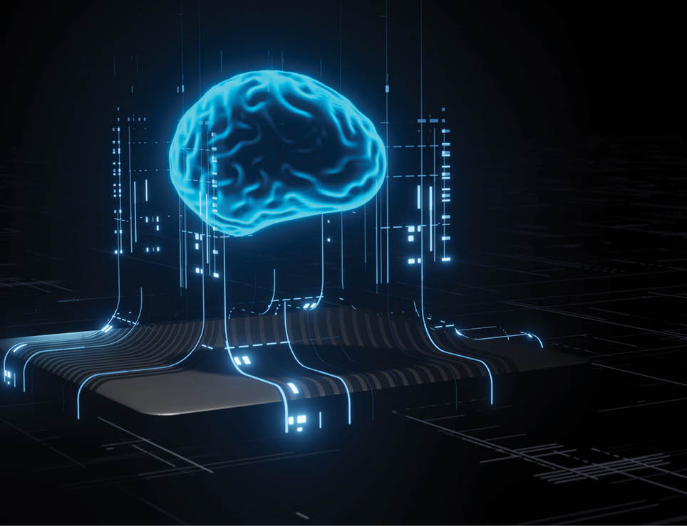 A blue brain with a blue background. AI generated content