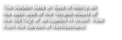 The Golden Gate or Gate of Mercy on the east side of the Temple Mount of the Old City of Jerusalem in Israel. View fr...